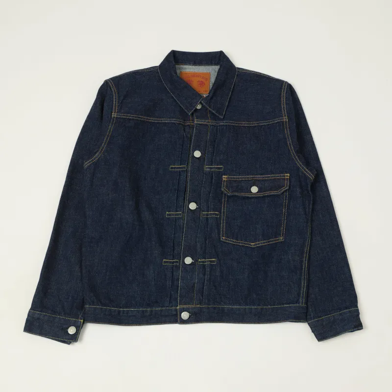 FULLCOUNT 2107E Souvenir Embroidery Type I Denim Jacket - One Wash sold by Son of a Stag