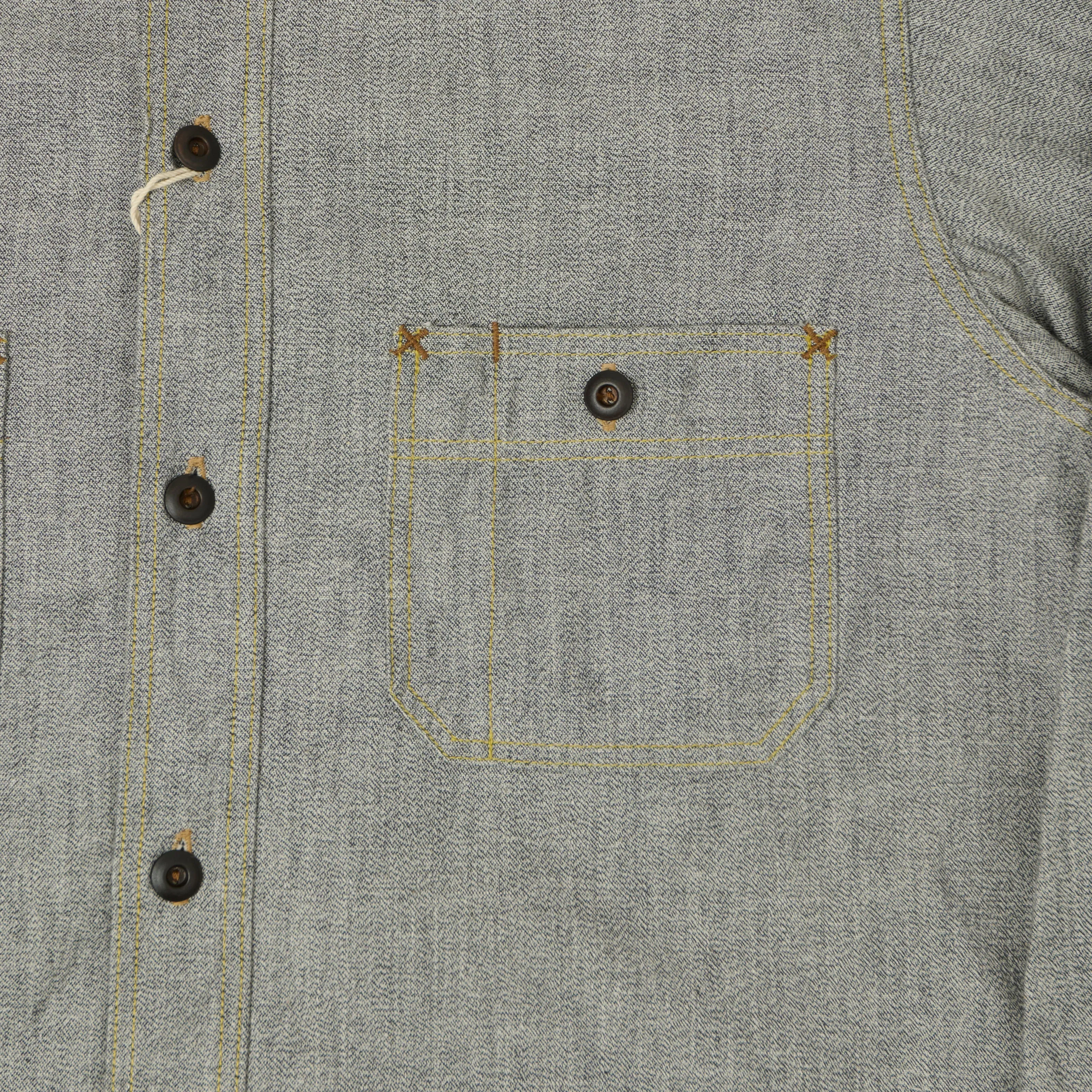 Freewheelers & Co Union Special Overalls 'Neal' Chambray Shirt - White Pepper sold by Son of a Stag product image thumbnail 5