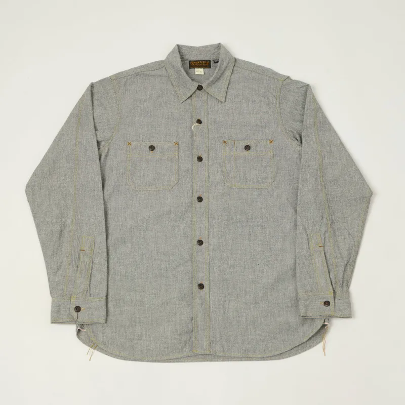 Freewheelers & Co Union Special Overalls 'Neal' Chambray Shirt - White Pepper sold by Son of a Stag