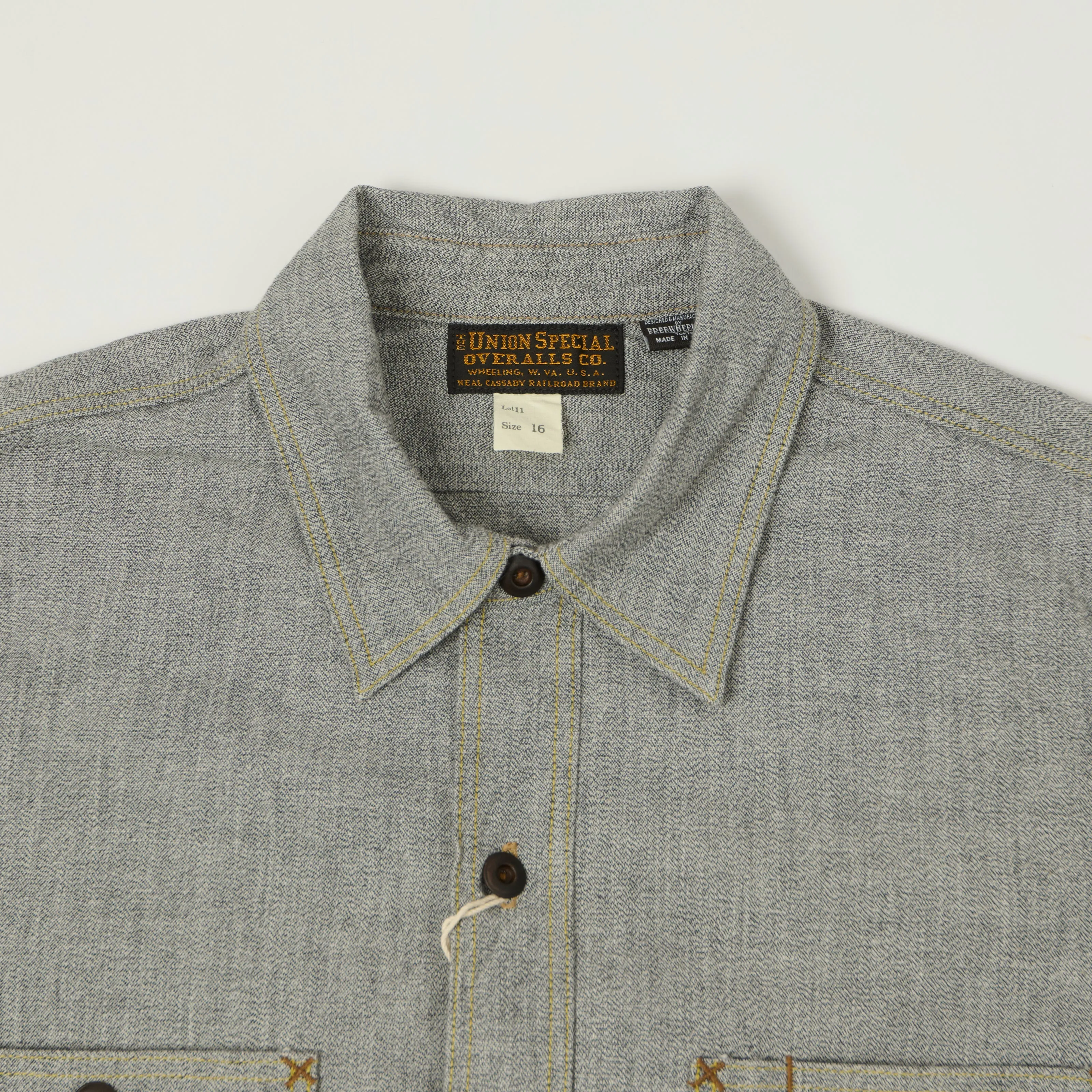Freewheelers & Co Union Special Overalls 'Neal' Chambray Shirt - White Pepper sold by Son of a Stag product image thumbnail 2