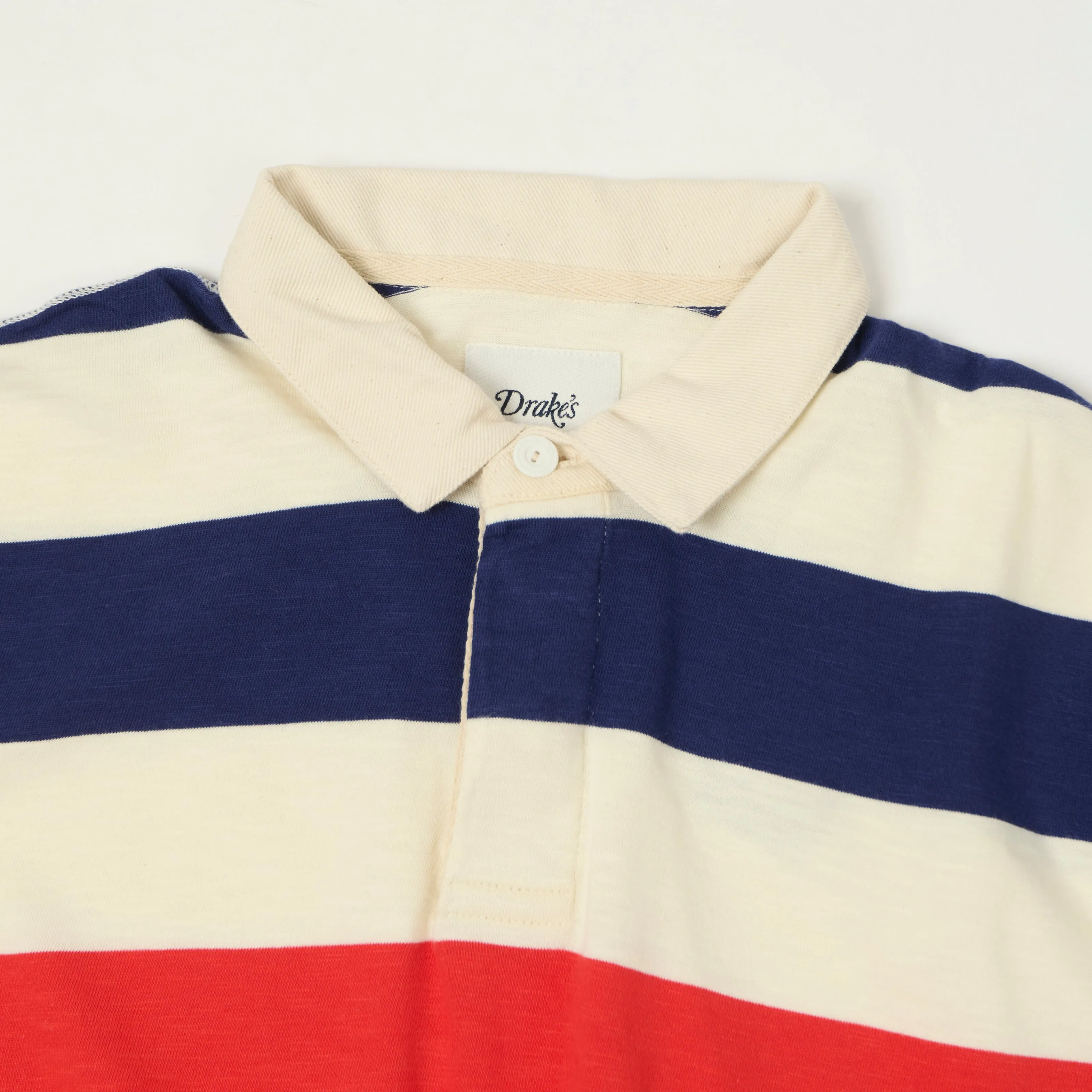 Drake's Classic Rugby Shirt - White/Navy/Flame sold by Son of a Stag product image thumbnail 2