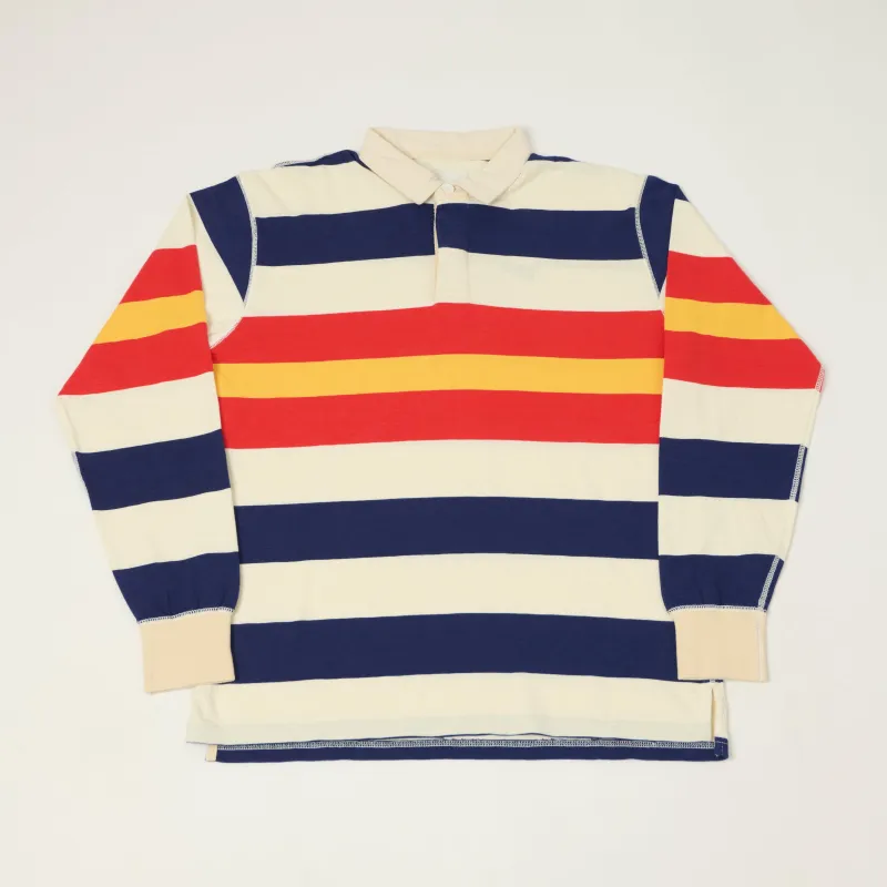 Drake's Classic Rugby Shirt - White/Navy/Flame sold by Son of a Stag
