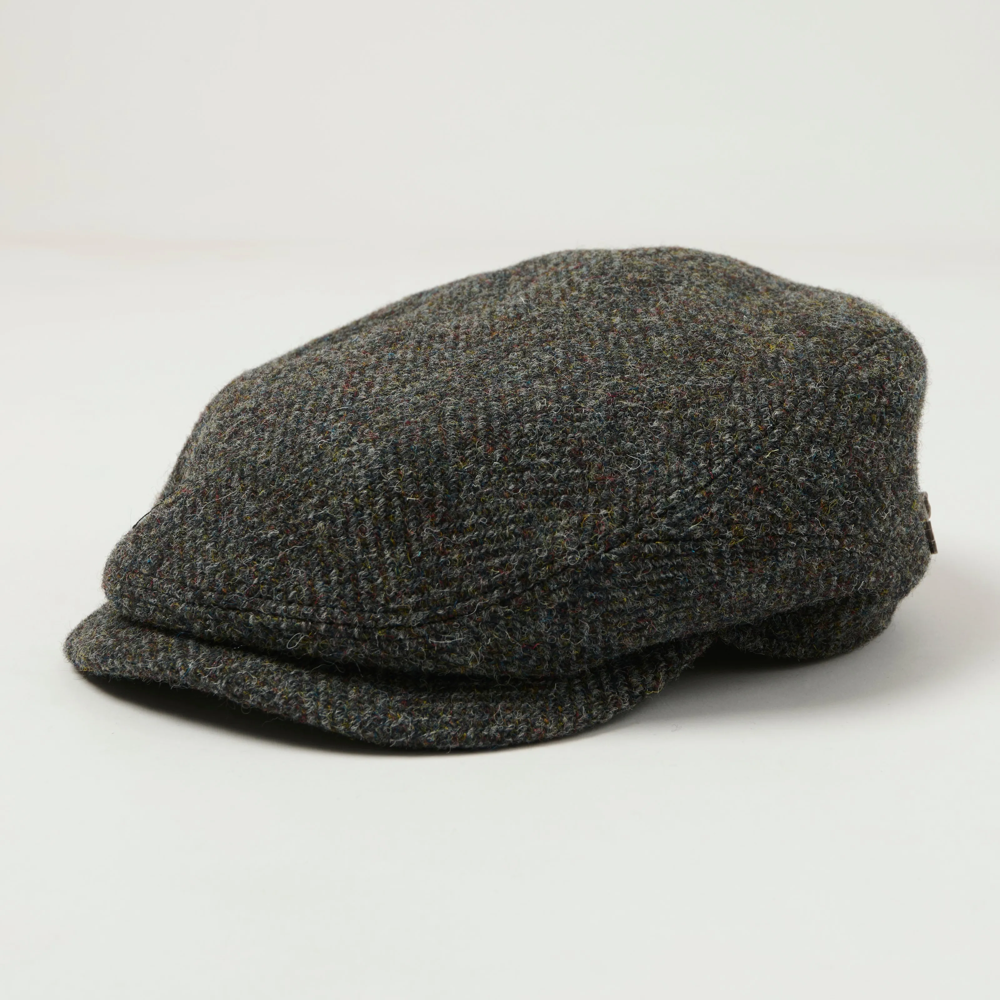 Stetson Harris Tweed Wool Herringbone Driver Cap - Grey sold by Son of a Stag