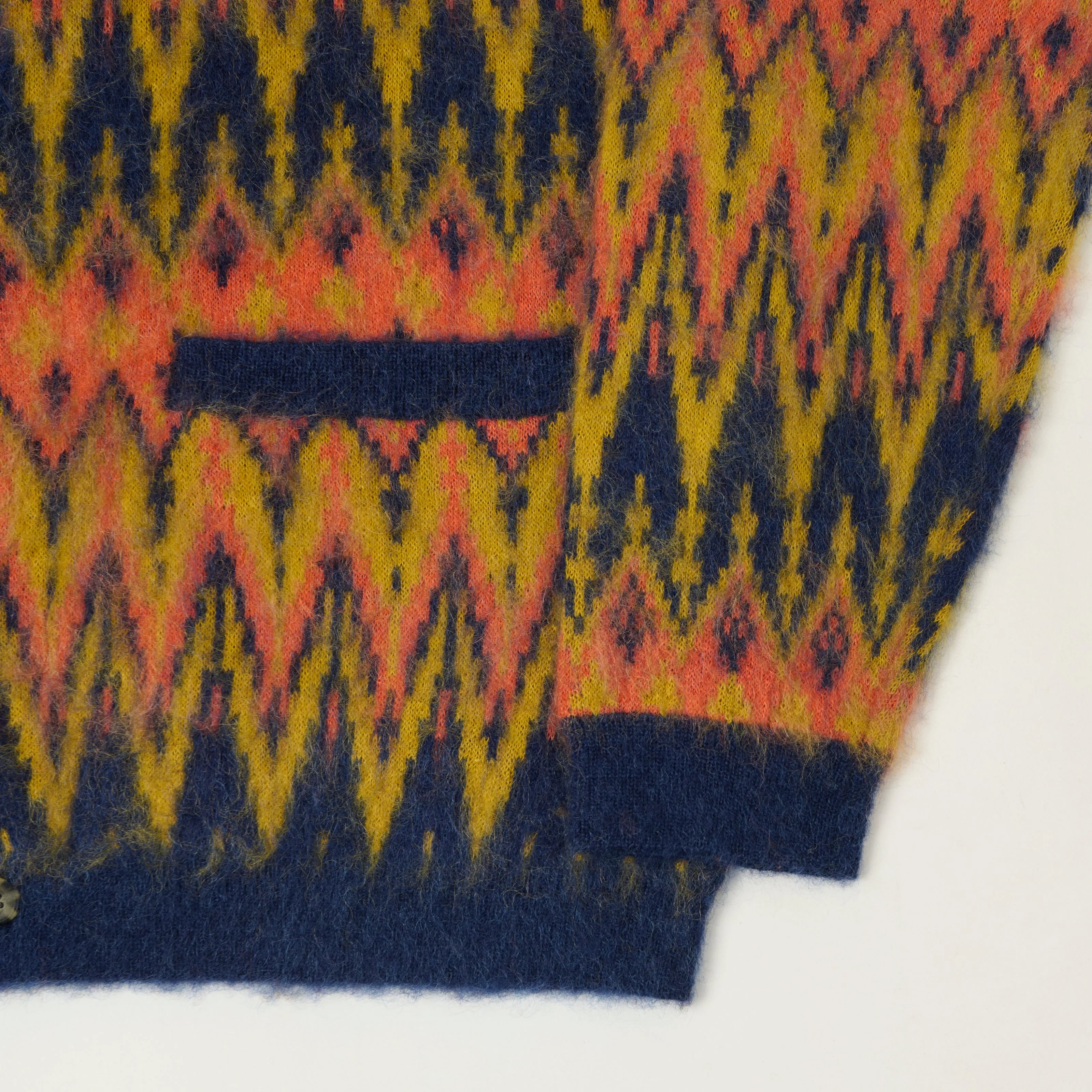 Beams Plus Brushed Mohair Shaggy Jacquard Cardigan - Navy/Multi sold by Son of a Stag product image thumbnail 3