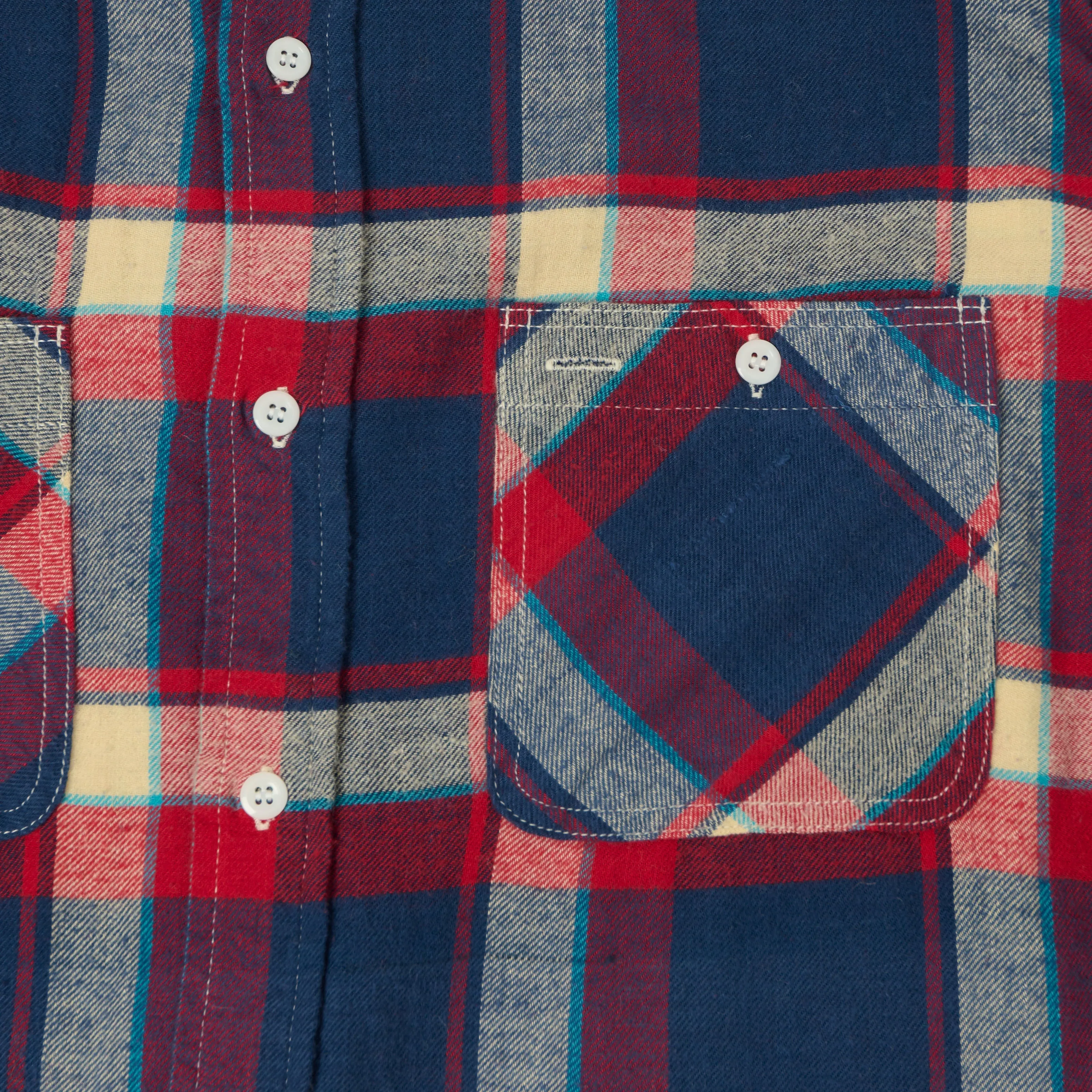 Beams Plus Plaid Flannel Work Shirt - Blue sold by Son of a Stag product image thumbnail 4