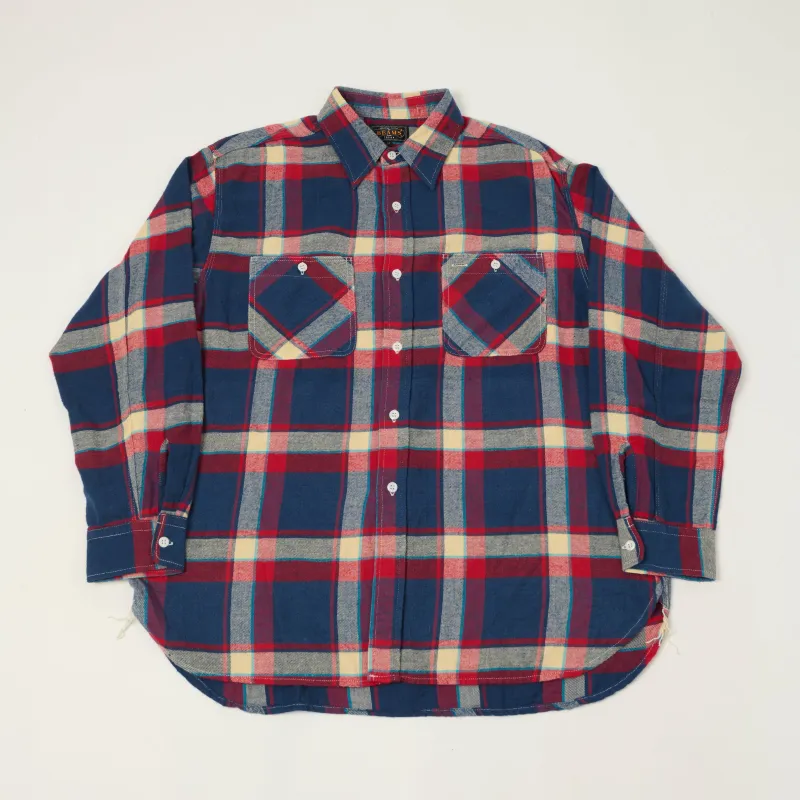 Beams Plus Plaid Flannel Work Shirt - Blue sold by Son of a Stag