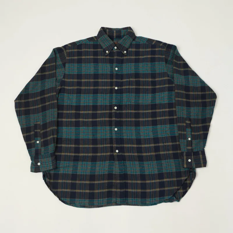 Beams Plus Button Down Plaid Shirt - Blue sold by Son of a Stag