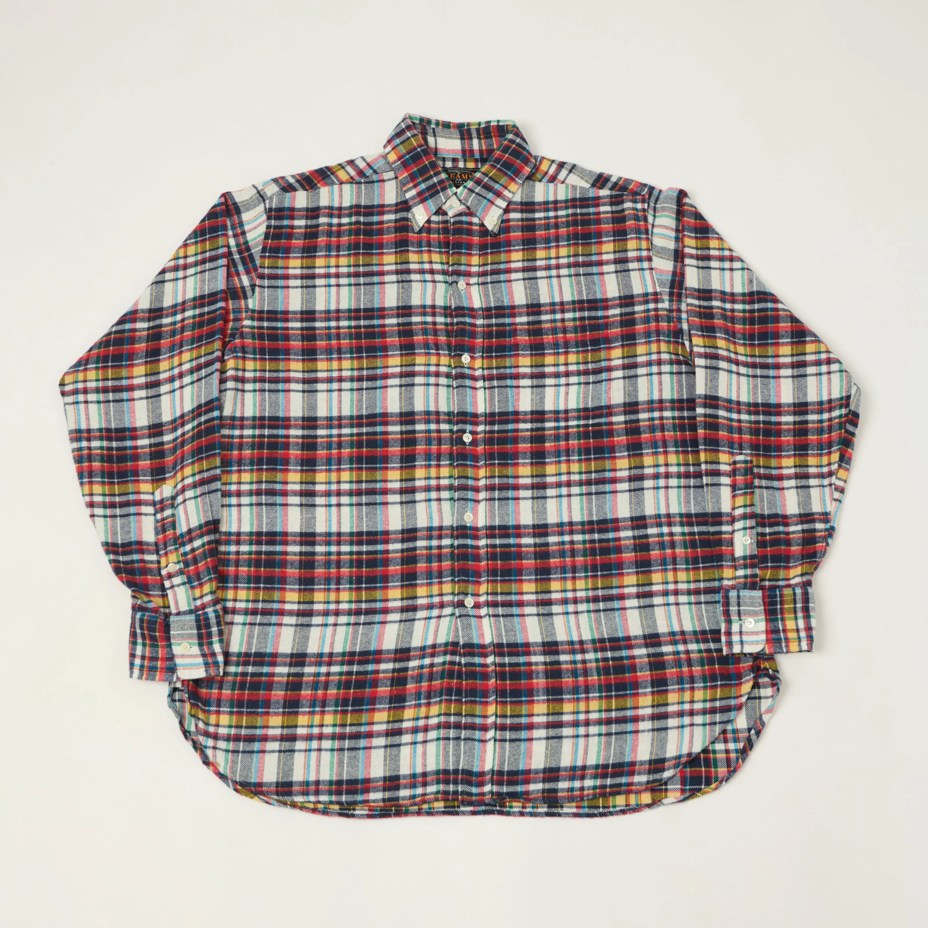 Beams Plus Button Down Plaid Shirt - White/Multi sold by Son of a Stag