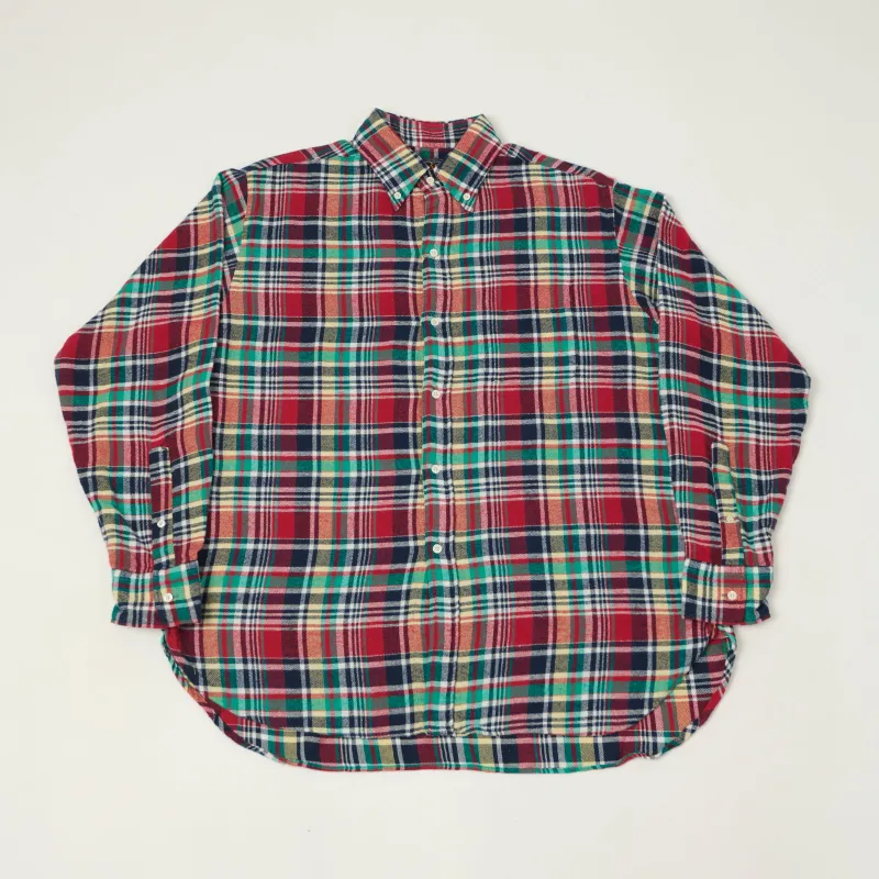 Beams Plus Button Down Plaid Shirt - Red sold by Son of a Stag