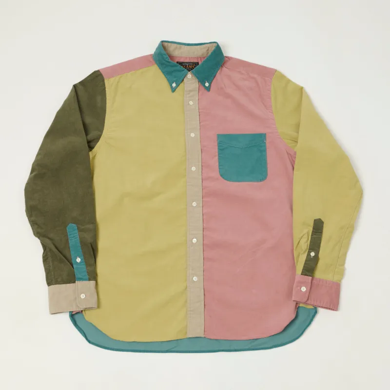 Beams Plus Corduroy Panel Button Down Shirt - Teal/Multi made by BEAMS PLUS