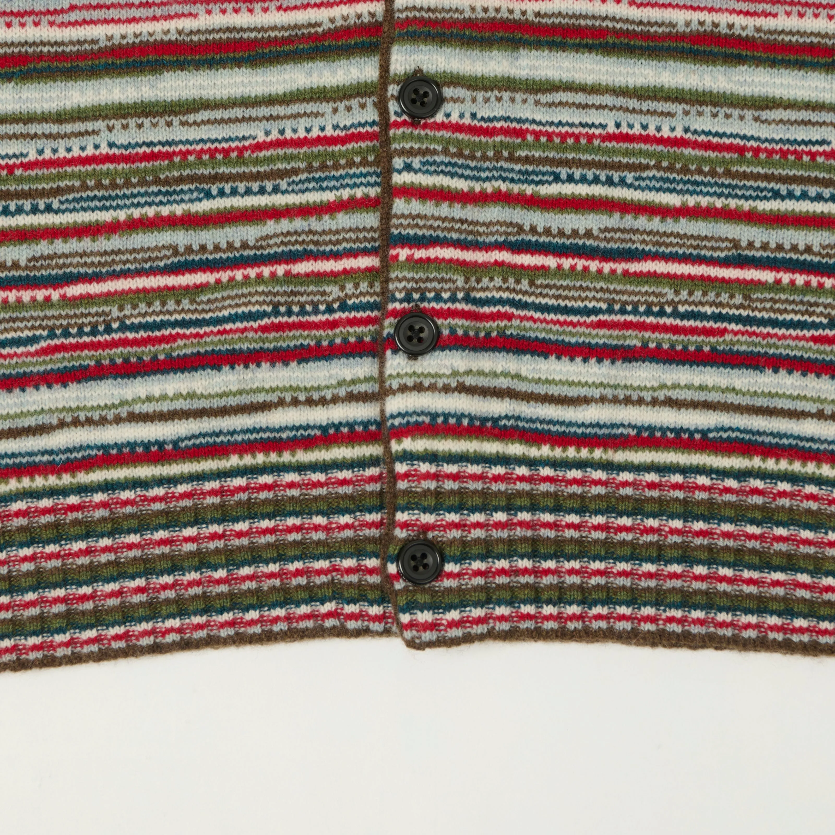 Beams Plus Jacquard Knit Stripe Cardigan - Red sold by Son of a Stag product image thumbnail 4