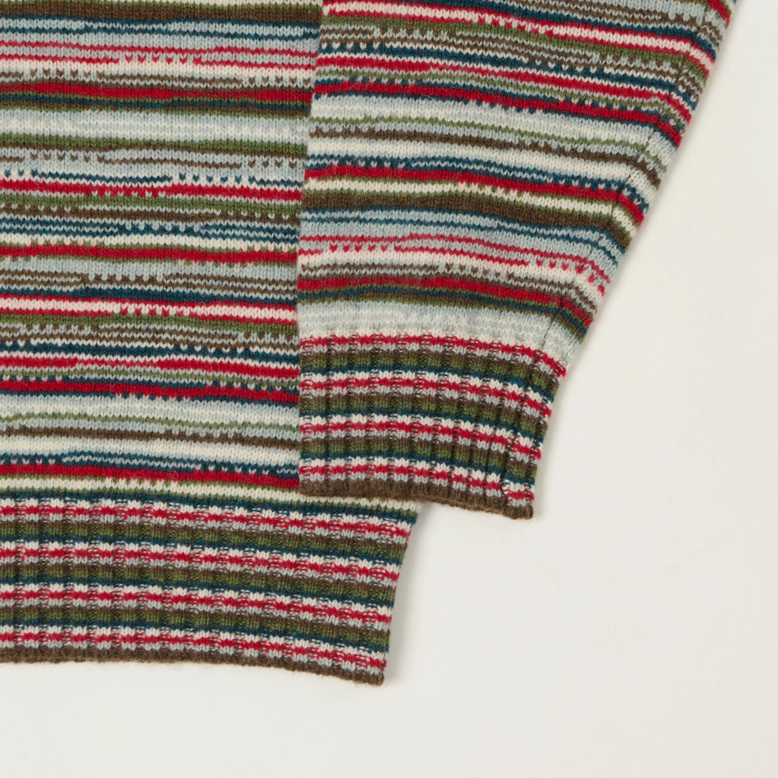 Beams Plus Jacquard Knit Stripe Cardigan - Red sold by Son of a Stag product image thumbnail 3