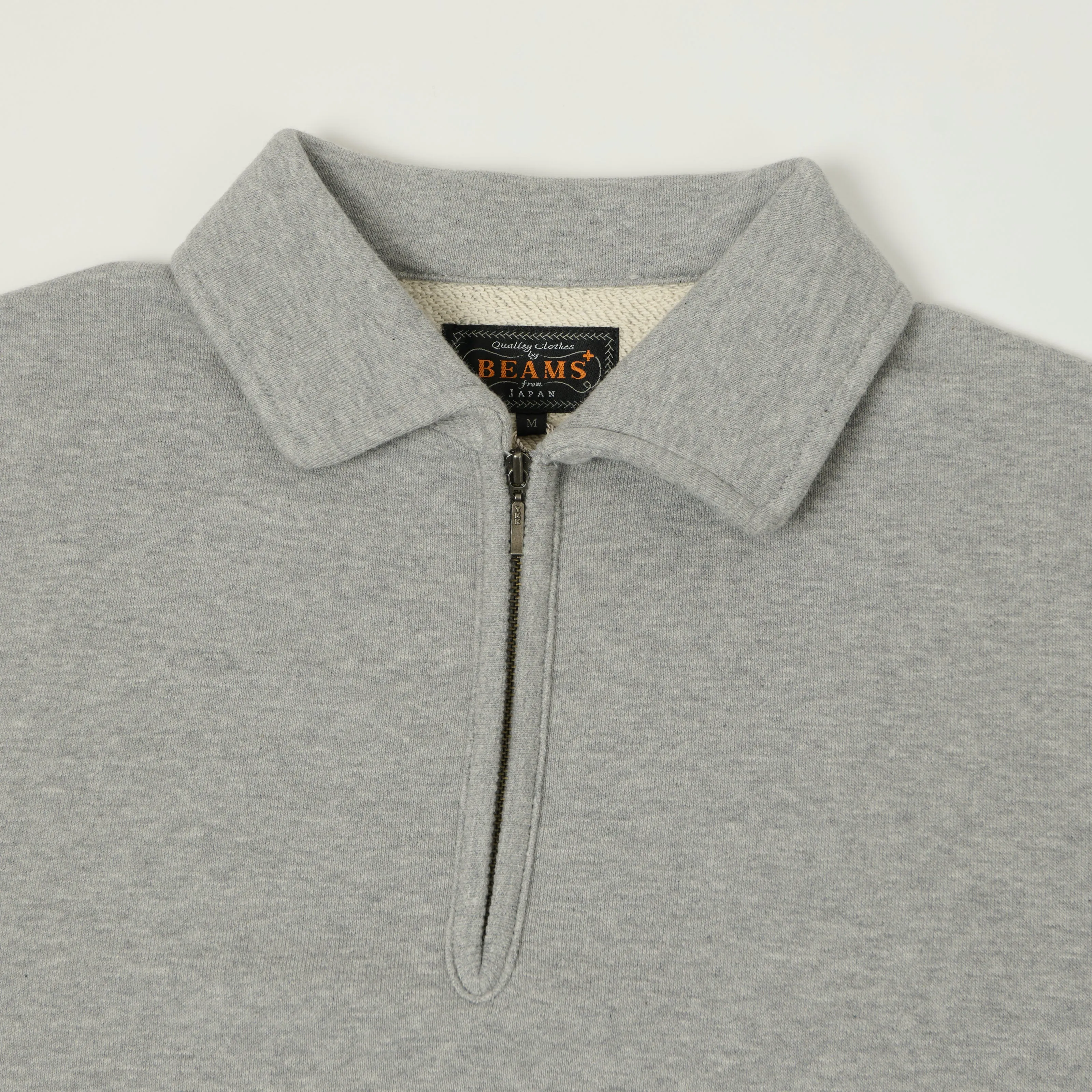 Beams Plus Quarter Zip Sweatshirt - Grey Melange sold by Son of a Stag product image thumbnail 2