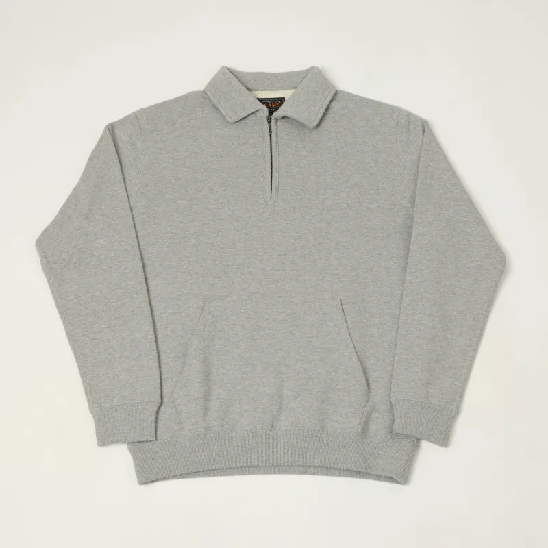 Beams Plus Quarter Zip Sweatshirt - Grey Melange sold by Son of a Stag