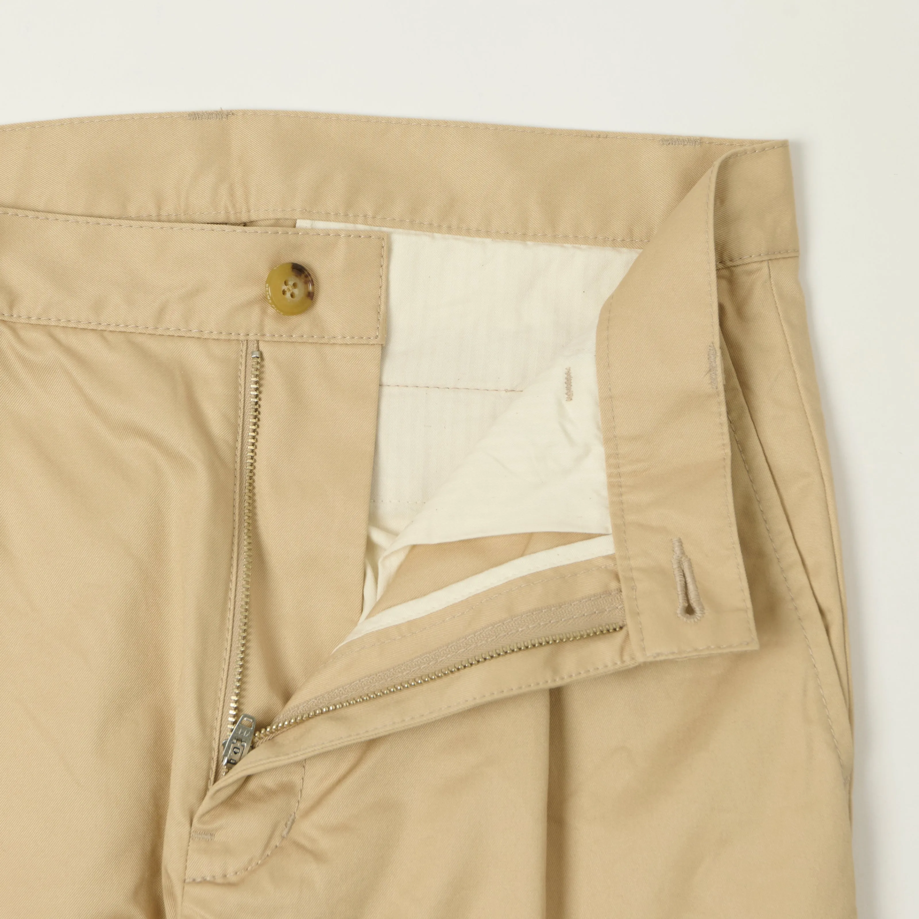 Beams Plus Single Pleat Tapered Chino - Beige sold by Son of a Stag product image thumbnail 5