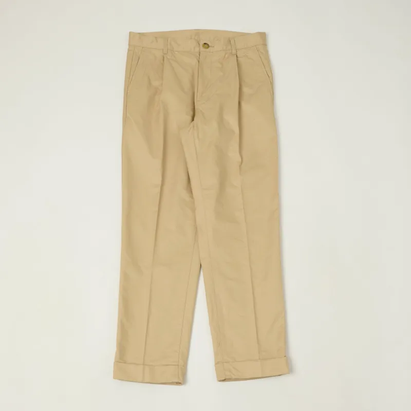 Beams Plus Single Pleat Tapered Chino - Beige sold by Son of a Stag