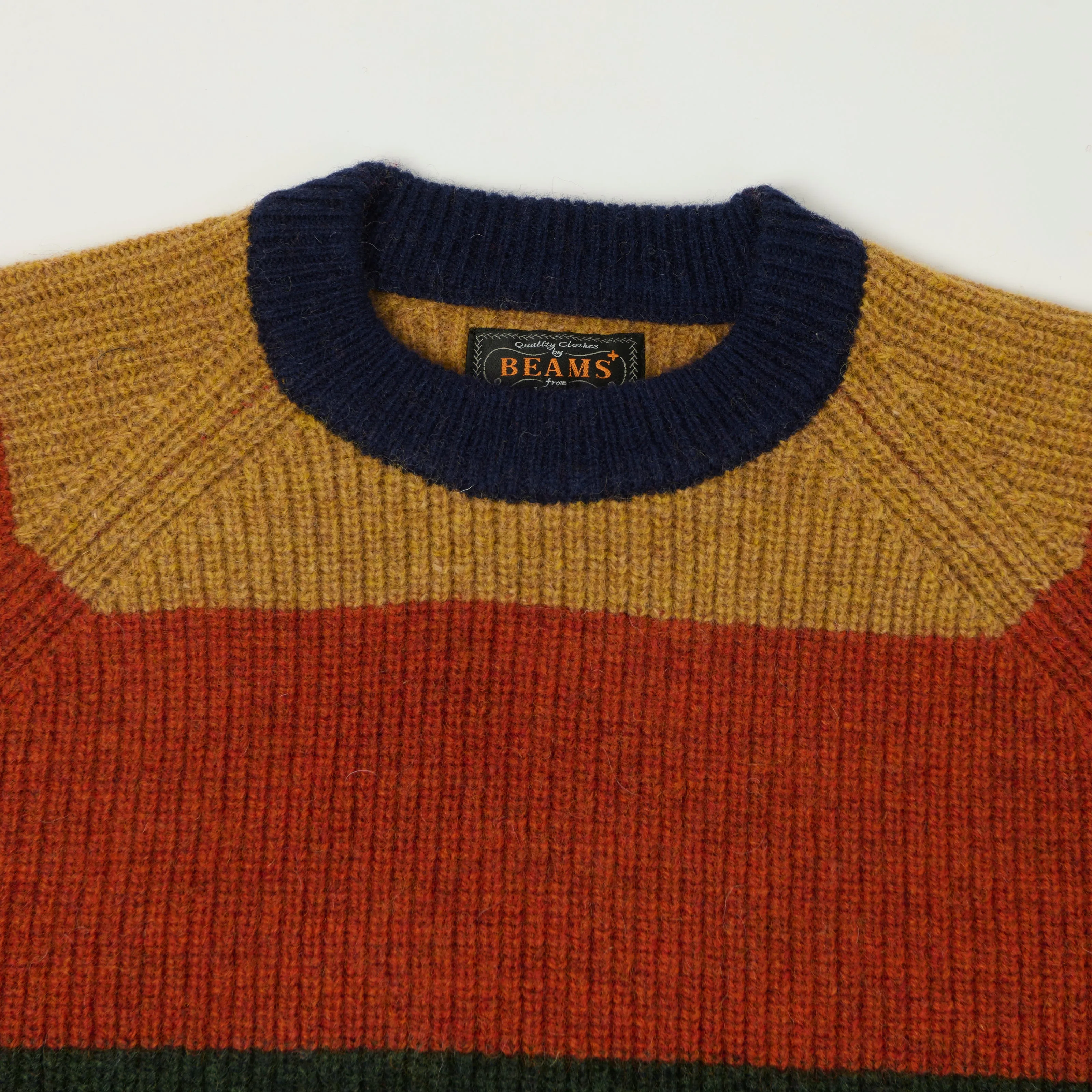 Beams Plus Multi Stripe Jumper - Navy/Brown sold by Son of a Stag product image thumbnail 2