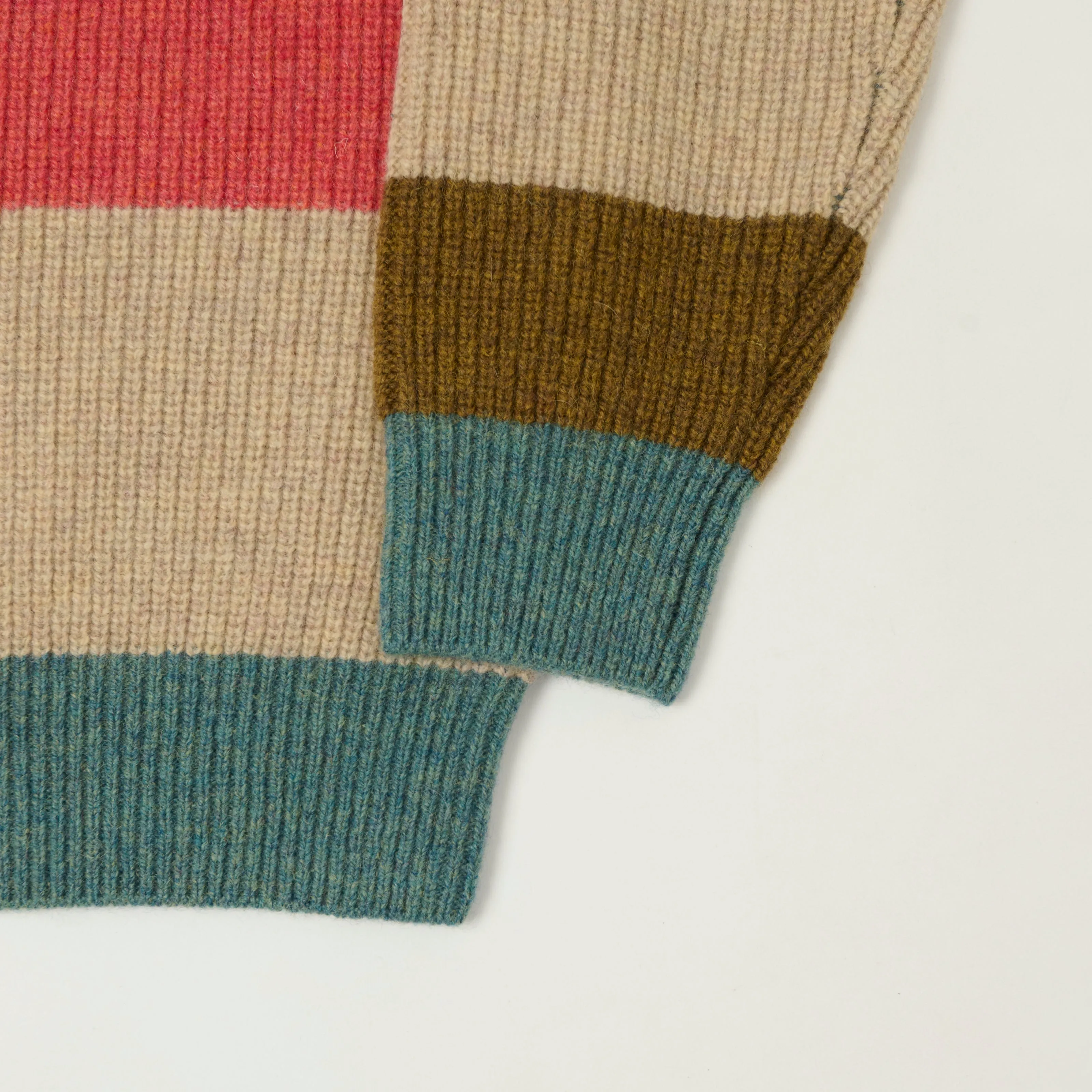 Beams Plus Multi Stripe Jumper - Teal/Brown sold by Son of a Stag product image thumbnail 3