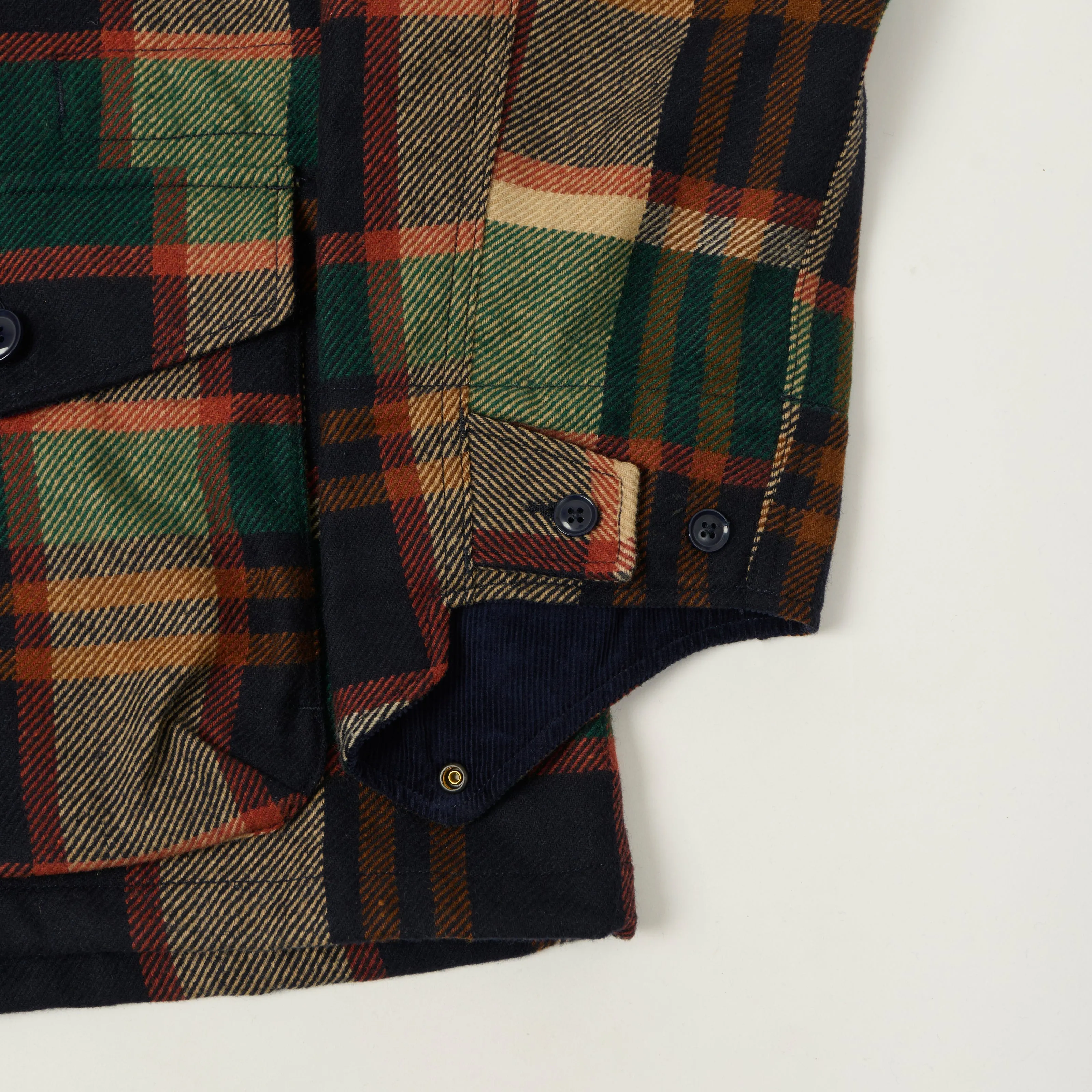 Engineered Garments Heavy Wool Plaid 'SAS' Jacket - Navy/Brown sold by Son of a Stag product image thumbnail 4