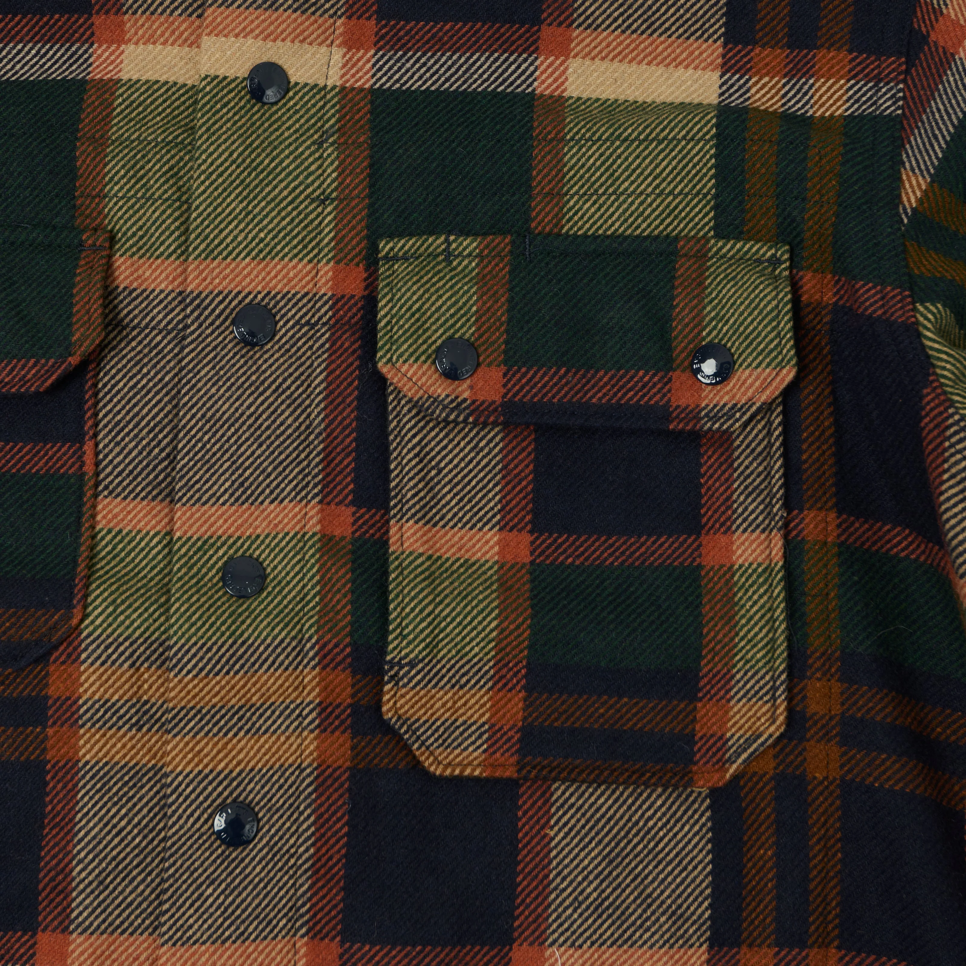 Engineered Garments Heavy Wool Plaid CPO Overshirt - Navy/Brown sold by Son of a Stag product image thumbnail 5