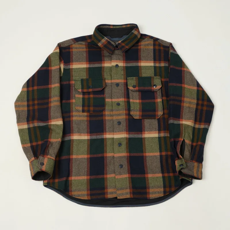 Engineered Garments Heavy Wool Plaid CPO Overshirt - Navy/Brown sold by Son of a Stag