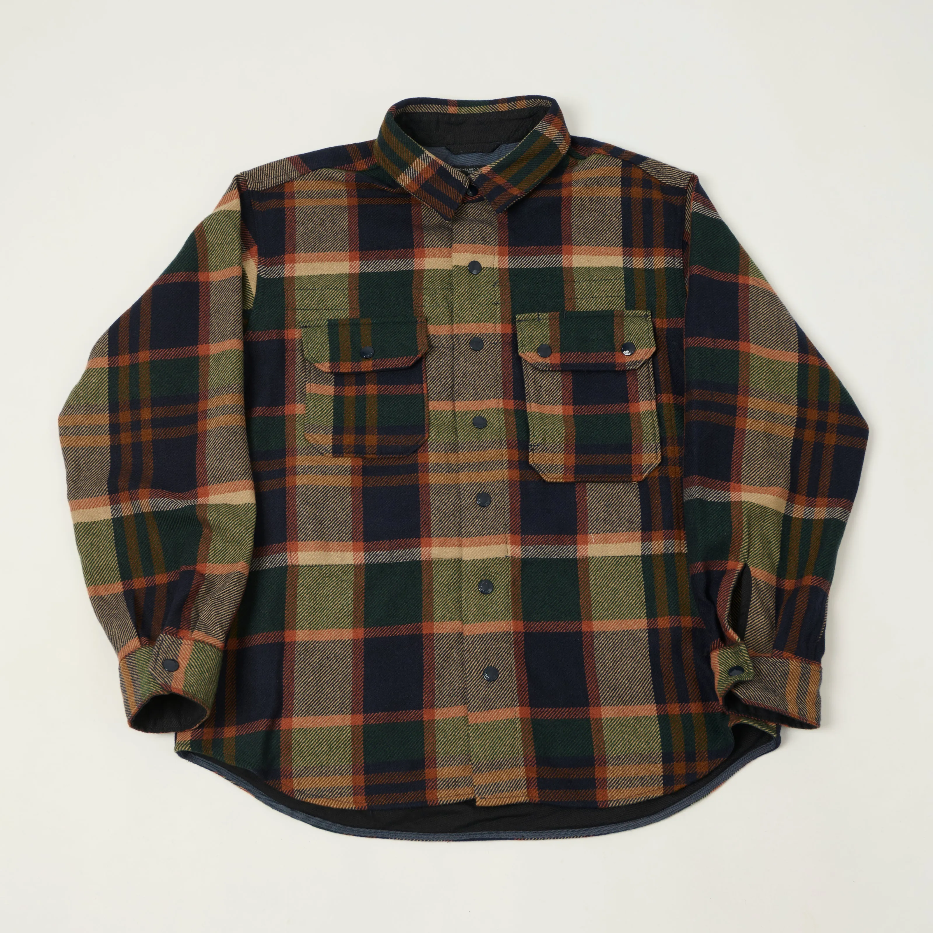 Engineered Garments Heavy Wool Plaid CPO Overshirt - Navy/Brown sold by Son of a Stag