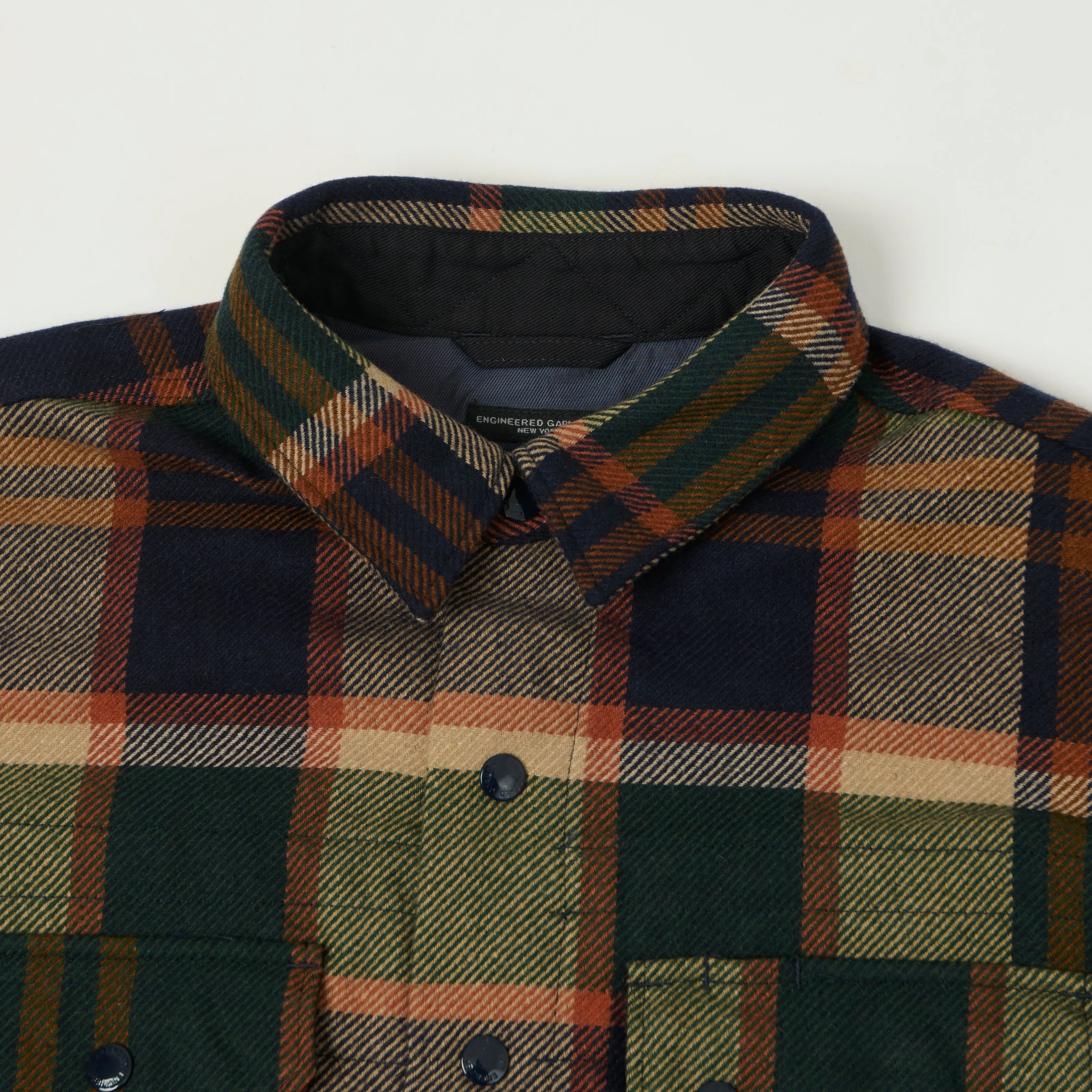 Engineered Garments Heavy Wool Plaid CPO Overshirt - Navy/Brown sold by Son of a Stag product image thumbnail 2