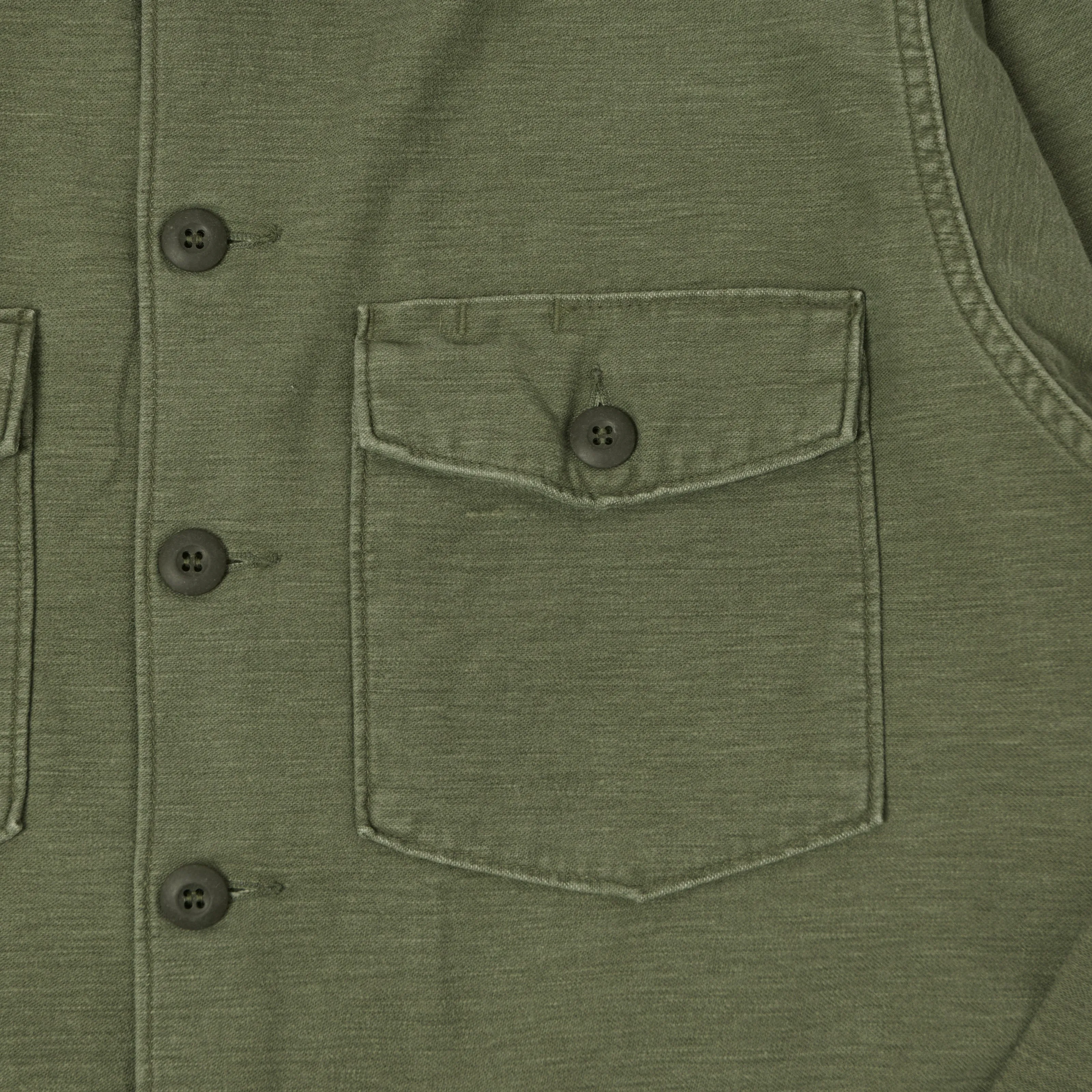 orSlow Contrast Pocket Sateen Overshirt - Olive Stone Wash sold by Son of a Stag product image thumbnail 4