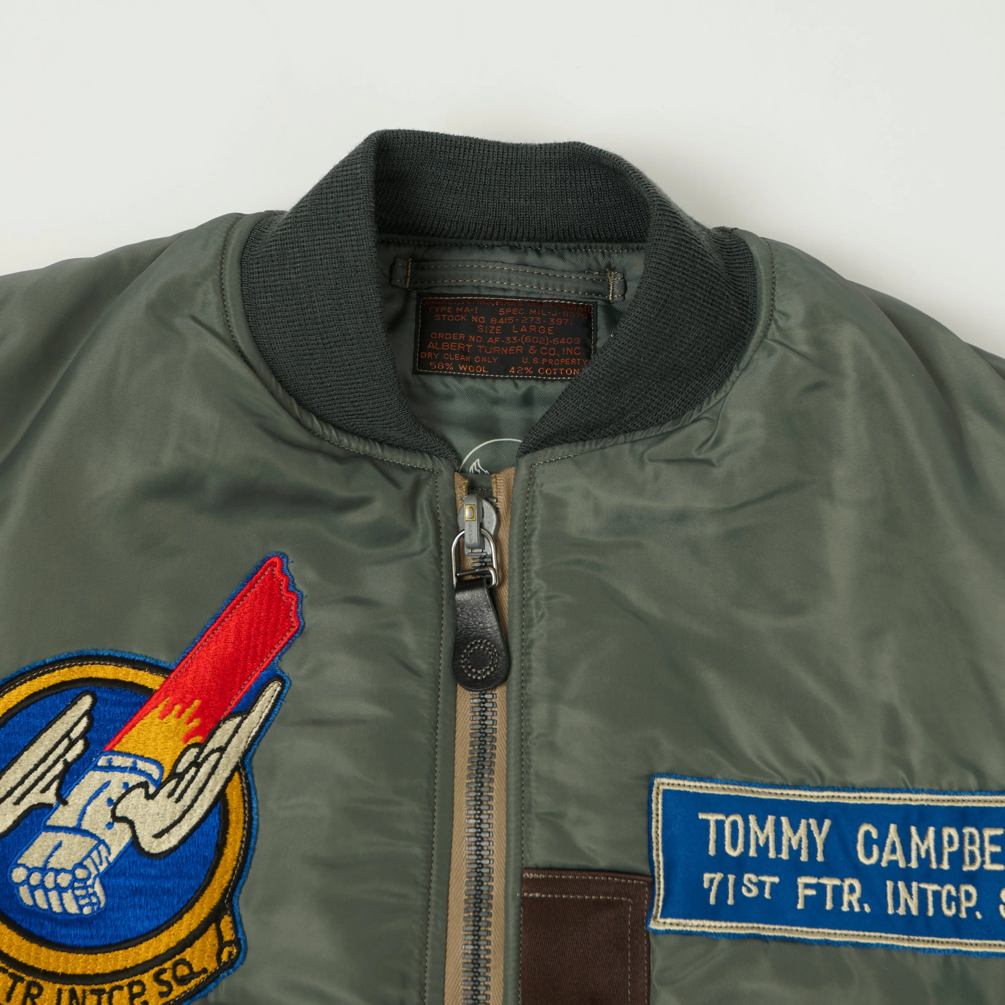 Buzz Rickson's Albert Turner MA-1 '71st Fighter Interceptor Squadron' Flight Jacket - Olive sold by Son of a Stag product image thumbnail 2