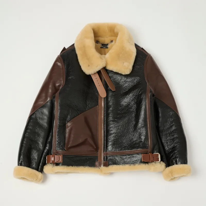 TOYS McCOY U.S.A.F B-3 Sheepskin Leather Flight Jacket - Black/Brown sold by Son of a Stag