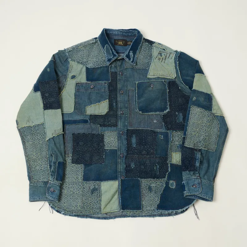 RRL Indigo Patchwork Shirt - Blue sold by Son of a Stag