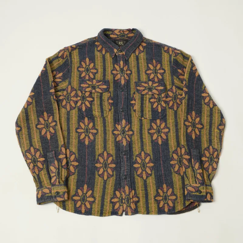 RRL Floral Jacquard Work Shirt - Multi made by RRL