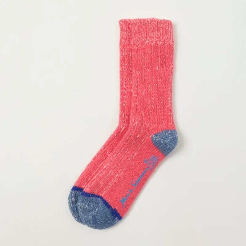 Merz b. Schwanen MW72 'Extra Fine' Merino Wool Sock - Raspberry/Nature Melange sold by Son of a Stag