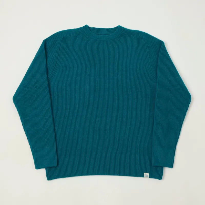 Merz b. Schwanen 'Good Basics' Wool Cashmere Ribbed Knit Pullover - Carbon Blue sold by Son of a Stag