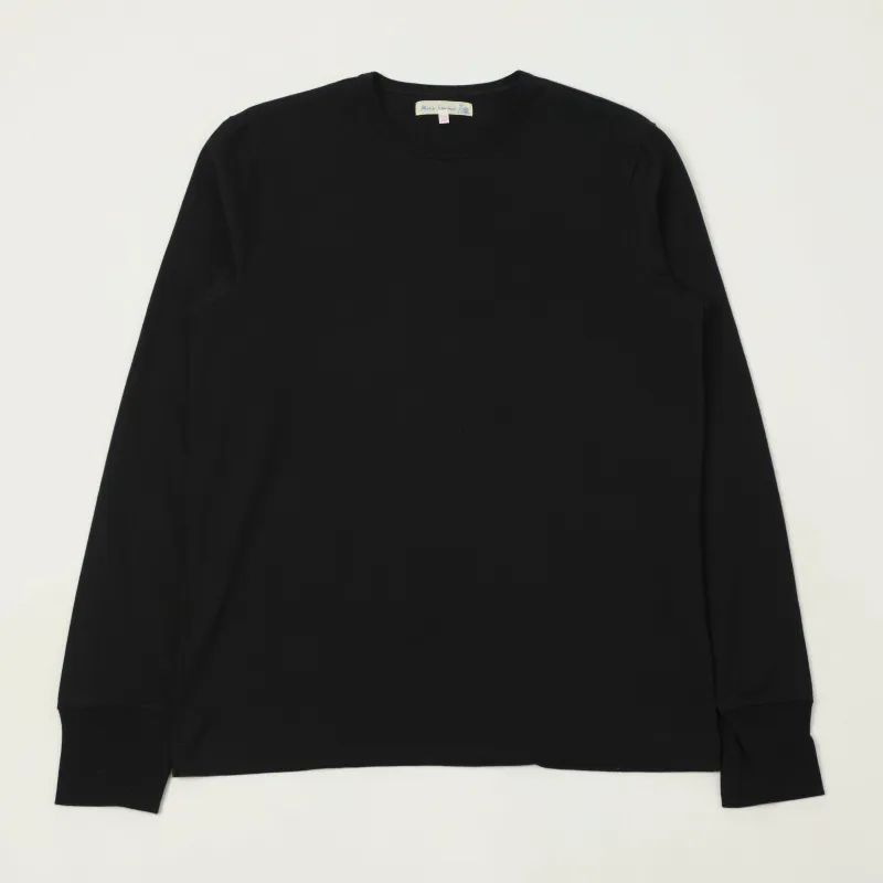 Merz b. Schwanen 2M15LS Classic Jersey Long Sleeve T-Shirt - Deep Black sold by Son of a Stag