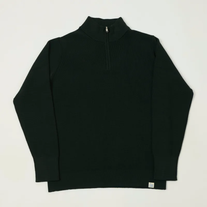 Merz b. Schwanen 'Good Basics' Merino Wool Quarter Zip Sweater - Bottle Green sold by Son of a Stag