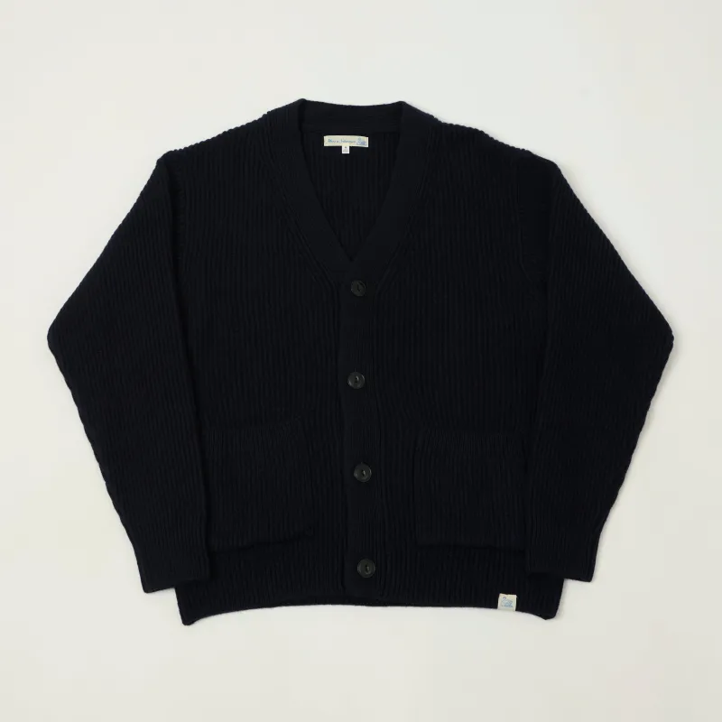 Merz b. Schwanen 'Good Basics' Merino Wool Cardigan - Dark Navy sold by Son of a Stag