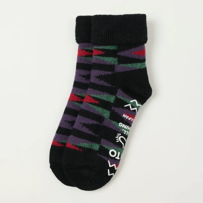 RoToTo Merino Lambs Wool Room Sock Native - Black sold by Son of a Stag