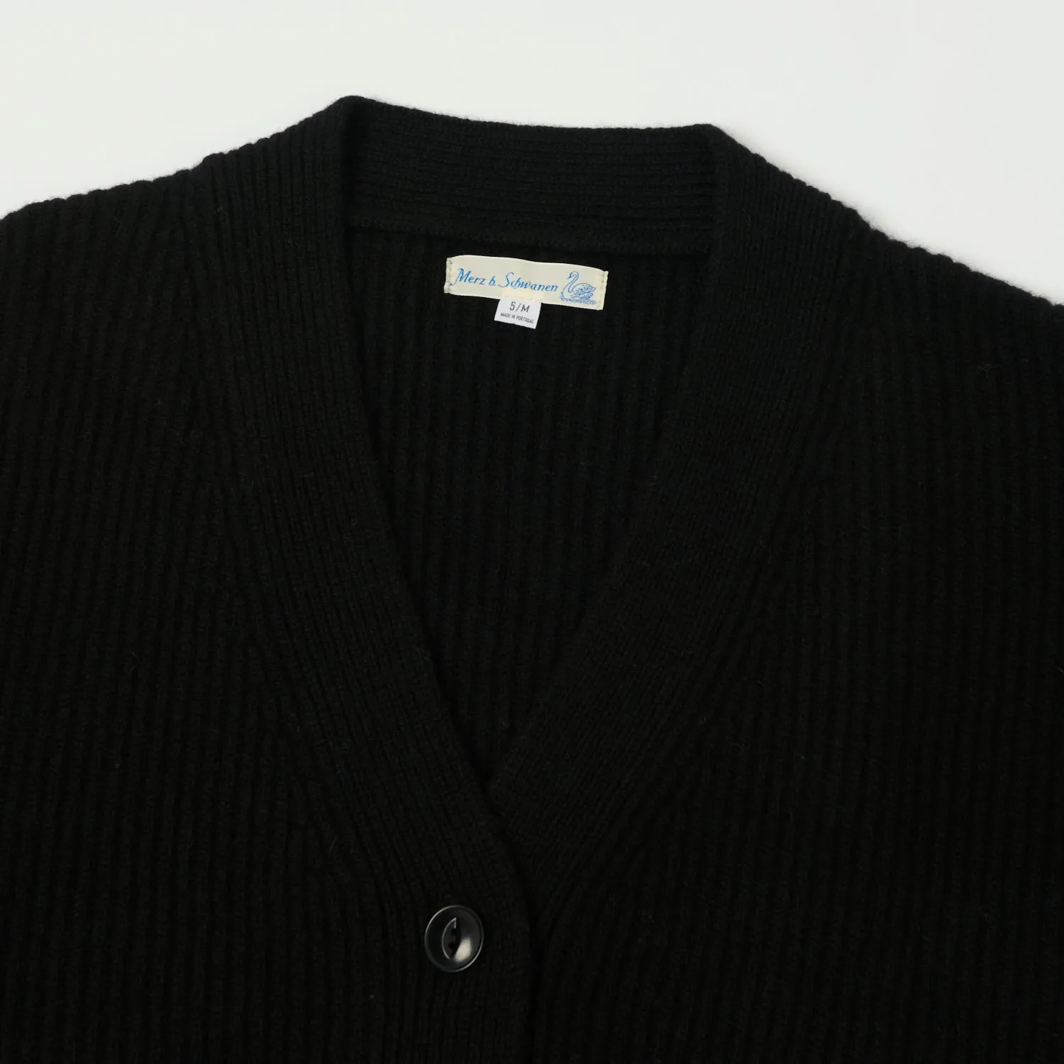 Merz b. Schwanen 'Good Basics' Merino Wool Cardigan - Deep Black sold by Son of a Stag product image thumbnail 2