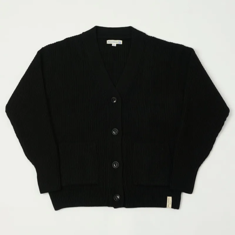 Merz b. Schwanen 'Good Basics' Merino Wool Cardigan - Deep Black sold by Son of a Stag