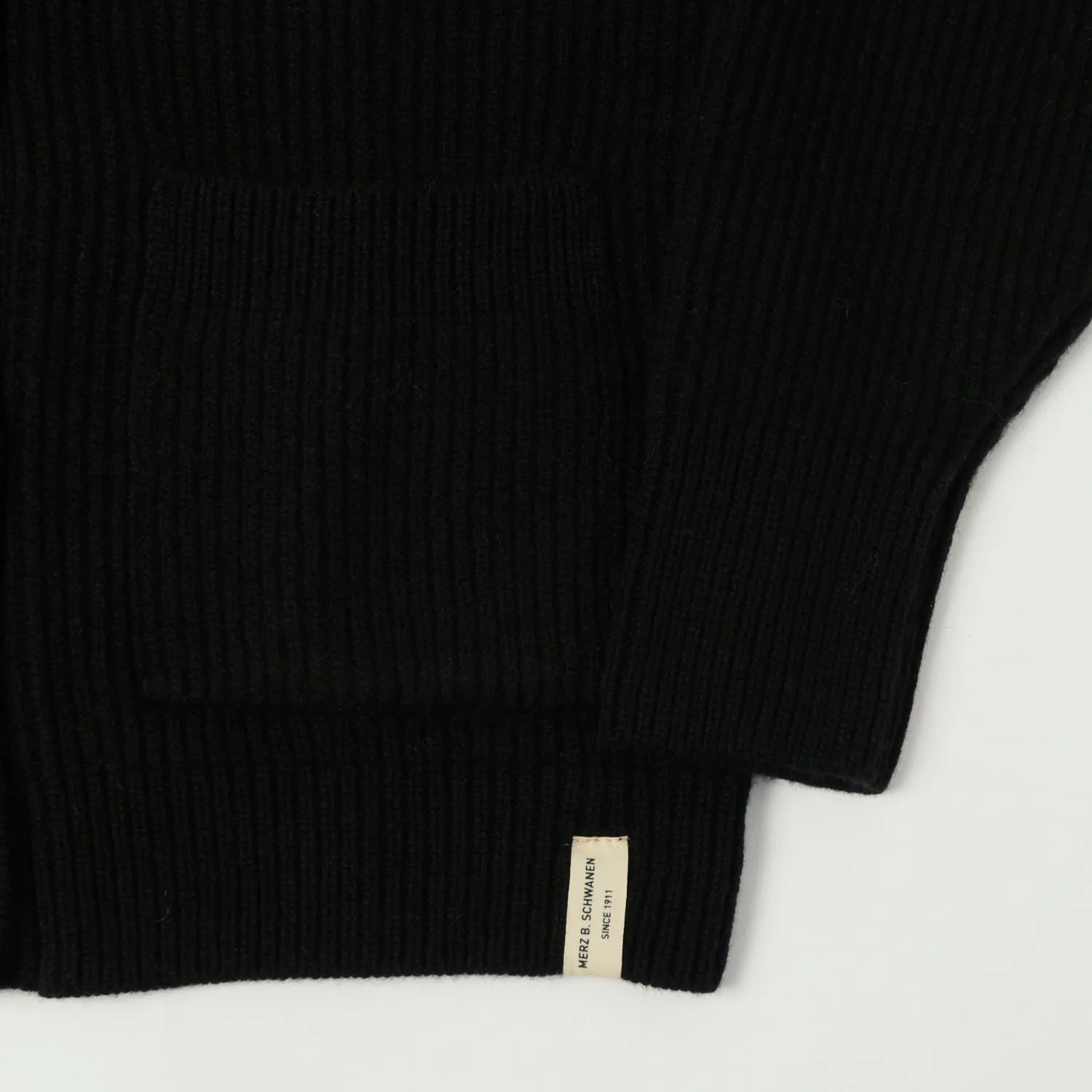 Merz b. Schwanen 'Good Basics' Merino Wool Cardigan - Deep Black sold by Son of a Stag product image thumbnail 3
