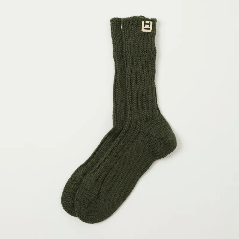 Heimat 'Wander' Hiking Sock - Military Green sold by Son of a Stag