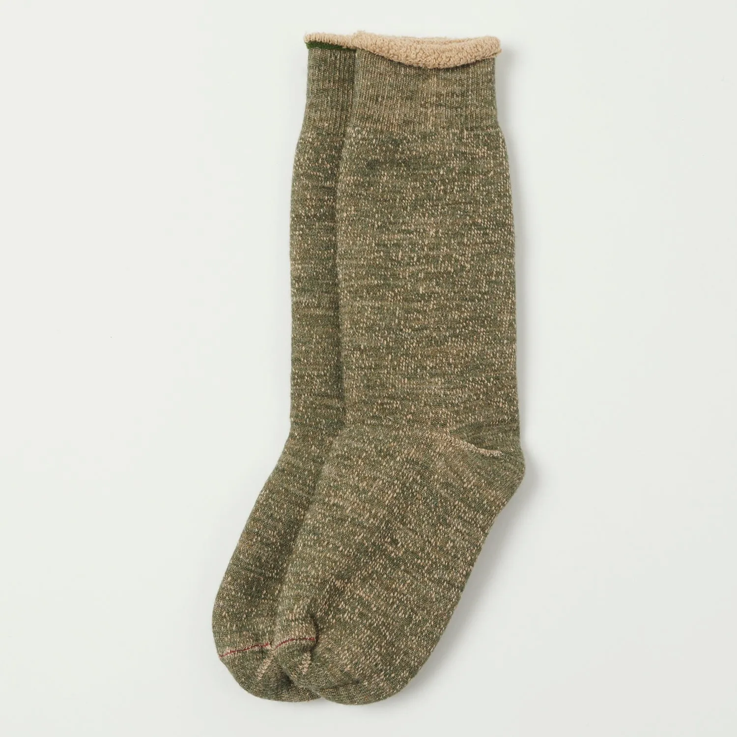 RoToTo Double Face Crew Sock - Green/Brown sold by Son of a Stag