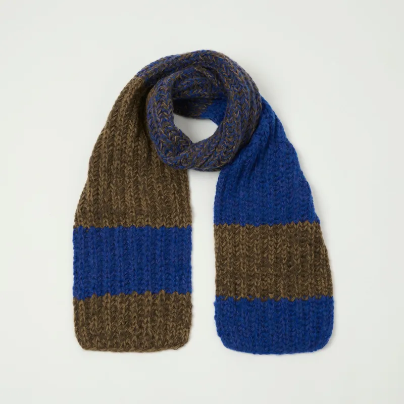 Sublime Hand Knit Long Muffler Scarf - Royal Blue/Brown sold by Son of a Stag