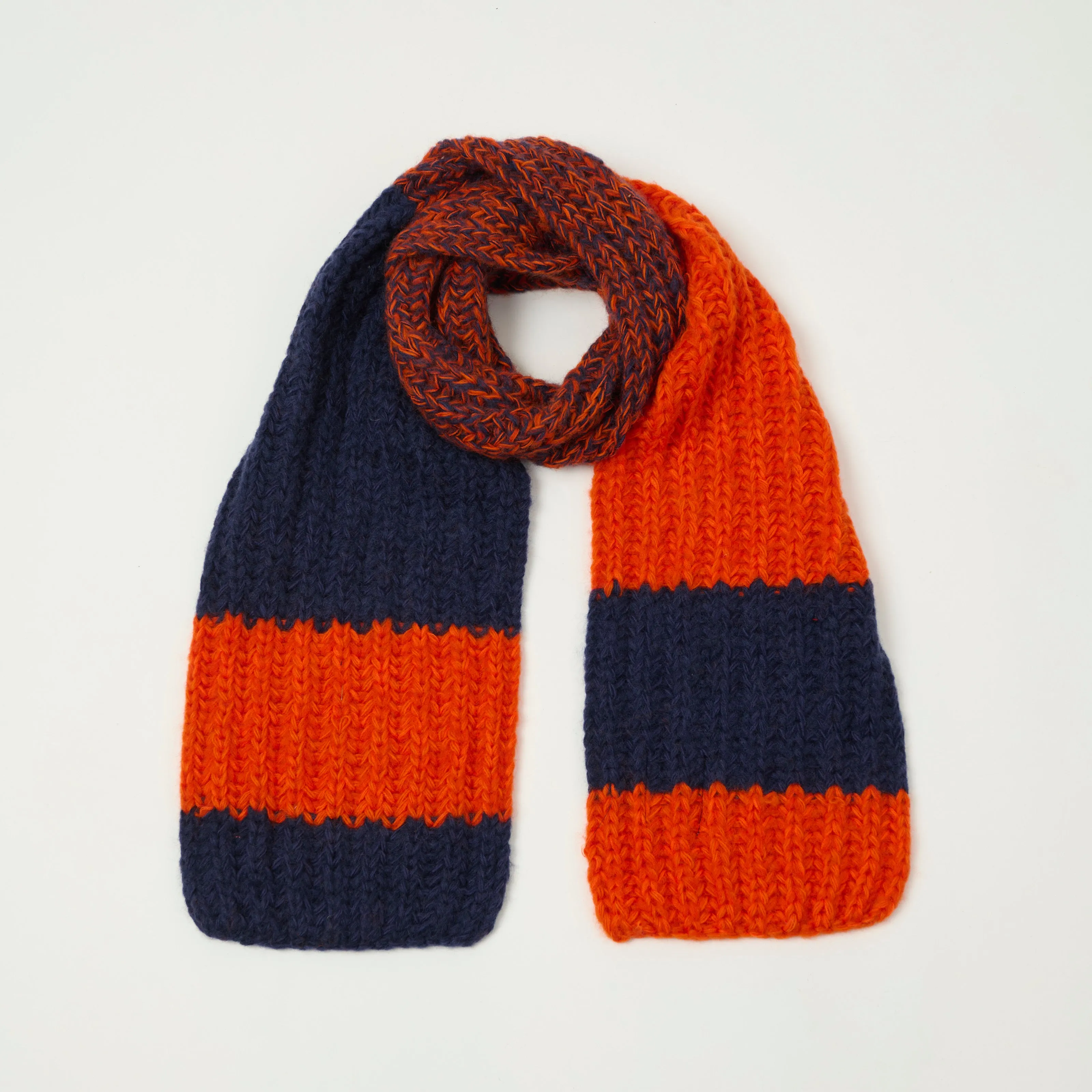 Sublime Hand Knit Long Muffler Scarf - Navy/Orange sold by Son of a Stag