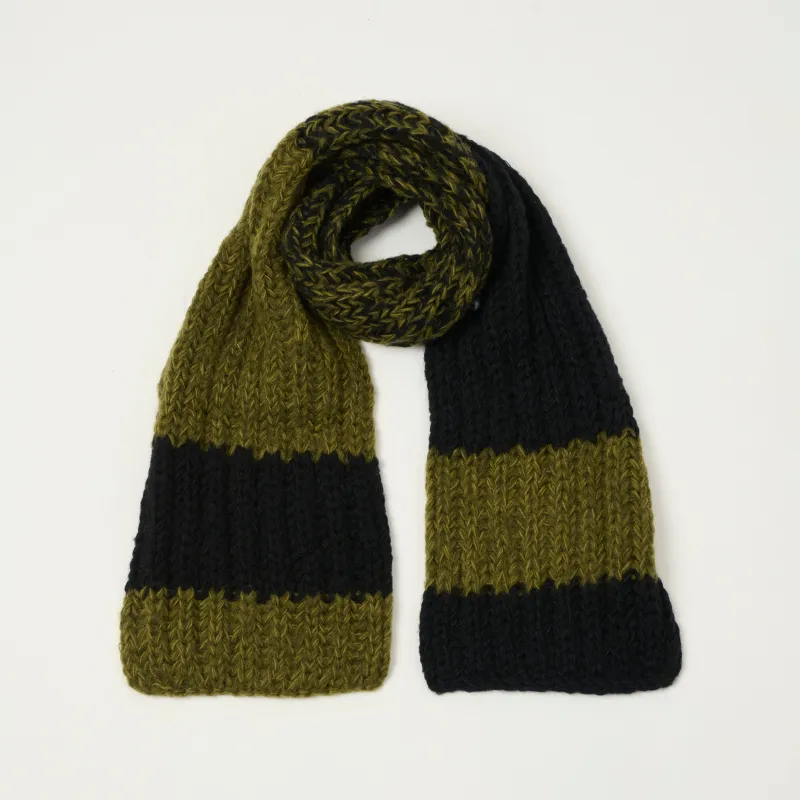 Sublime Hand Knit Long Muffler Scarf - Black/Moss sold by Son of a Stag