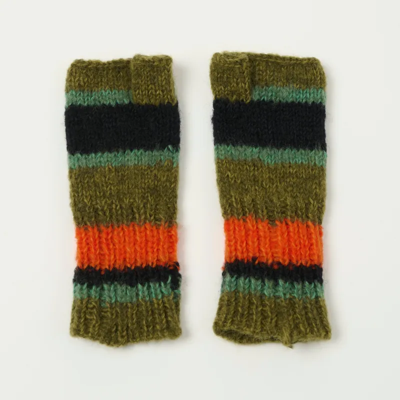 Sublime Hand Knit Stripe Gloves - Moss sold by Son of a Stag