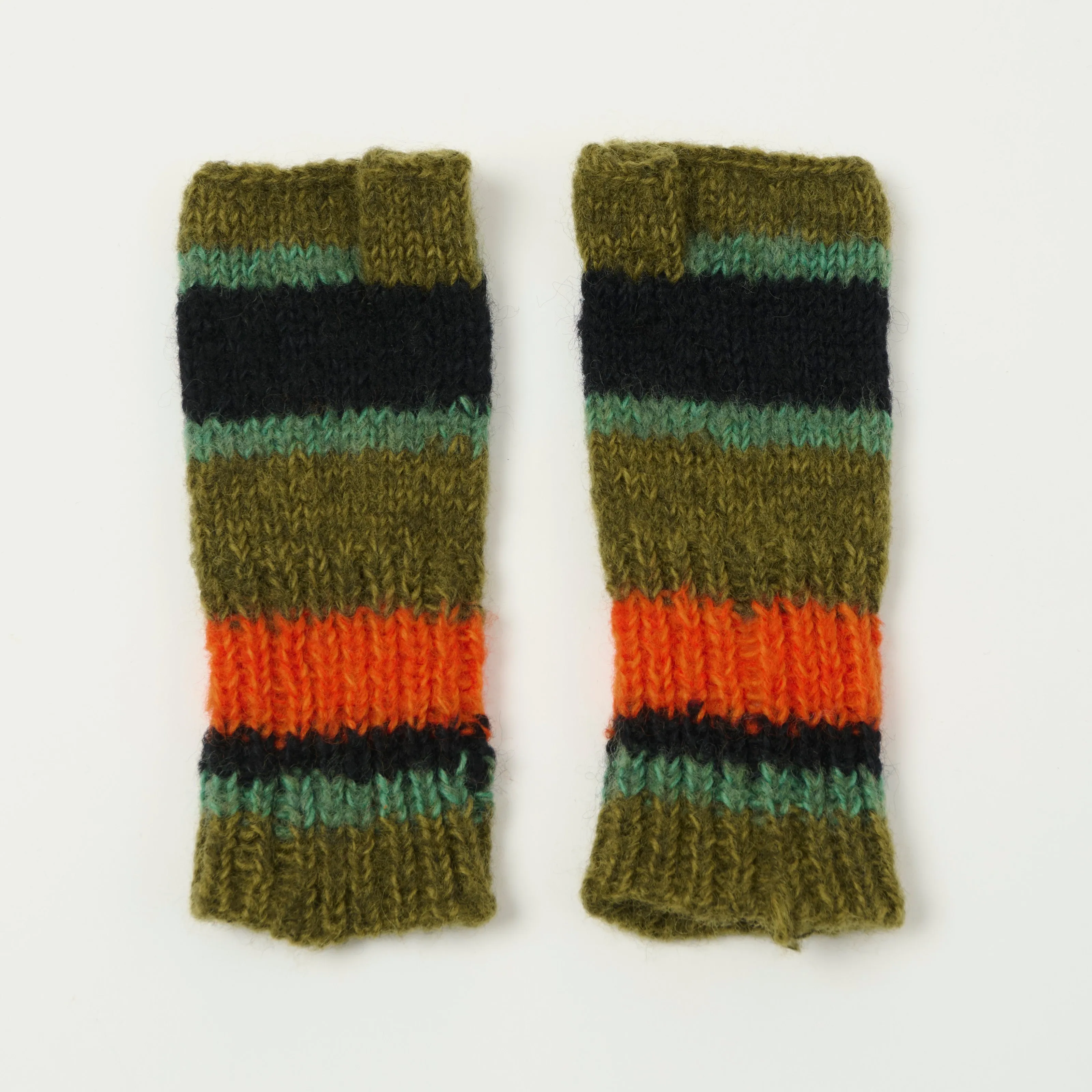 Sublime Hand Knit Stripe Gloves - Moss sold by Son of a Stag