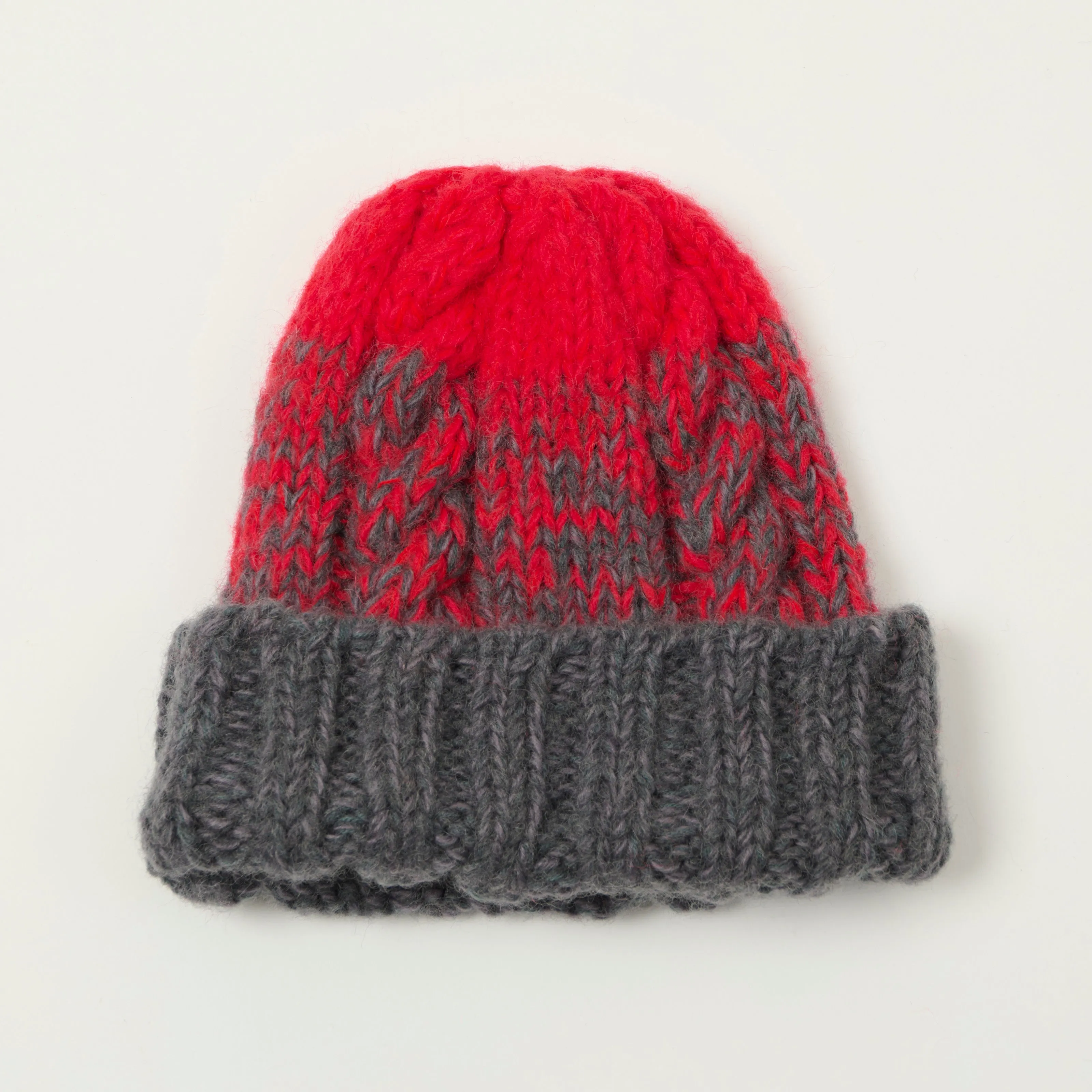 Sublime Hand Knit Fishermans Beanie - Grey/Cherry sold by Son of a Stag