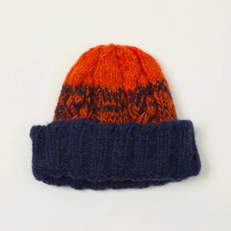 Sublime Hand Knit Fishermans Beanie - Navy/Orange sold by Son of a Stag
